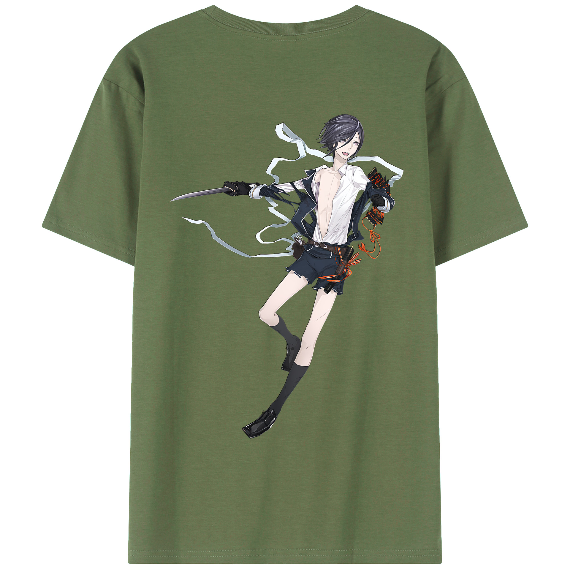 （画像用） 刀剣乱舞 Touken Ranbu 綿100％ メンズ半袖Tシャツ（バックプリント） 通気性